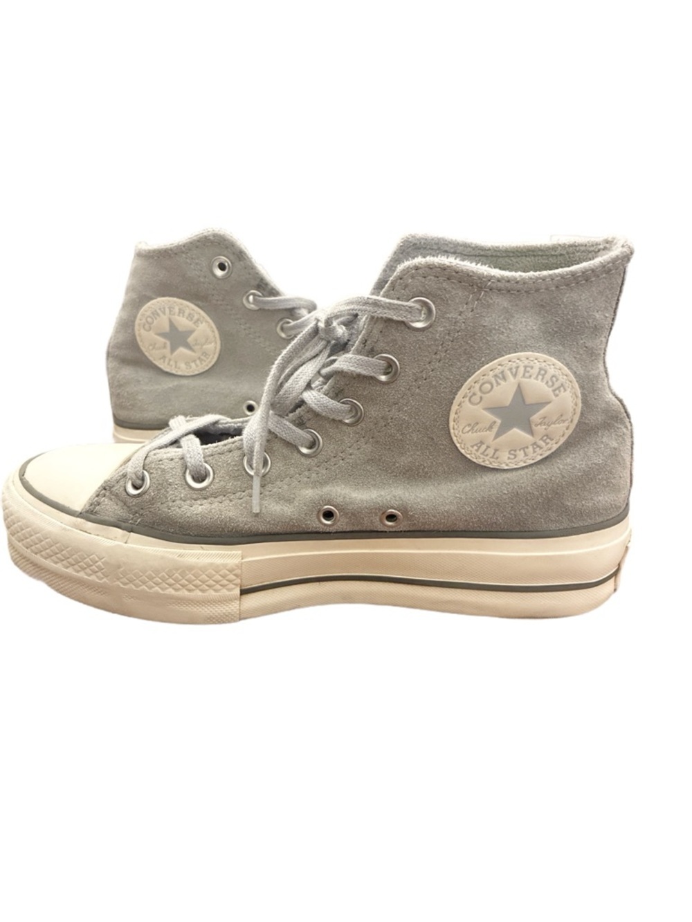 Converse Chuck Taylor All Star Lift Platform Sneakers in Gray Suede Size 7.5